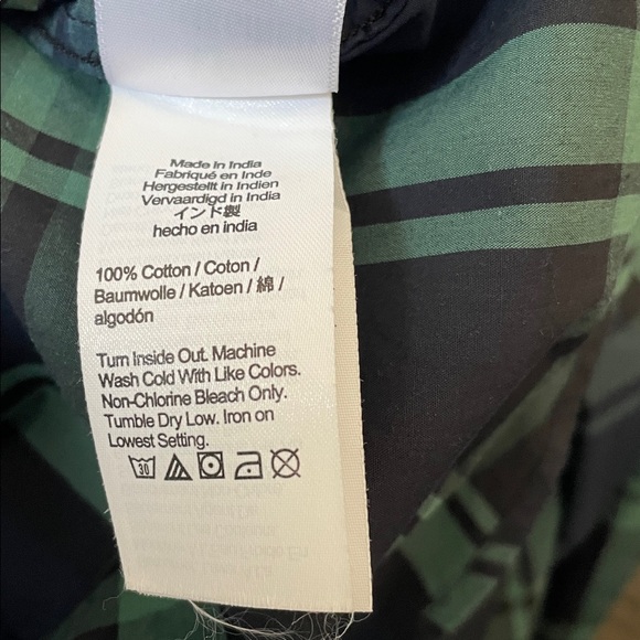 J. Crew Classic Plaid Blouse in Green and Navy - Picture 6 of 7